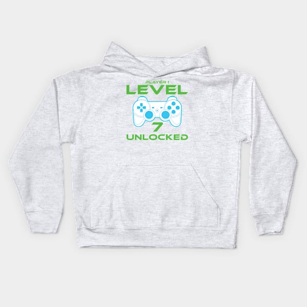 Level 7 Unlocked 7th Birthday Gamer Gift Kids Hoodie by StoreDay